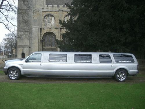 Chauffeur stretched white Jeep Expedition limousine hire in UK