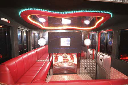 Fire Engine limo hire interior in London