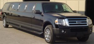 Chauffeur stretched black Jeep Expedition limousine hire in UK
