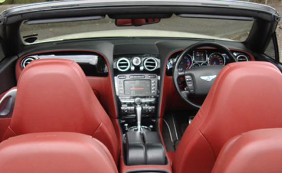 Bentley Continental GTC with red interior inside