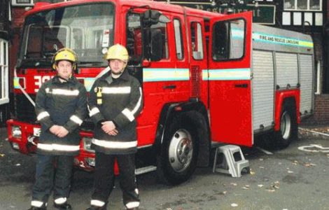 Chauffeur driven Fire Engine red limousine with real firemen for hire in London, Essex, Kent, Surrey Hampshire, Berkshire, Hertfordshire, Buckinghamshire, Suffolk, Norfolk, Cambridgeshire, Bedfordshire and East of England.