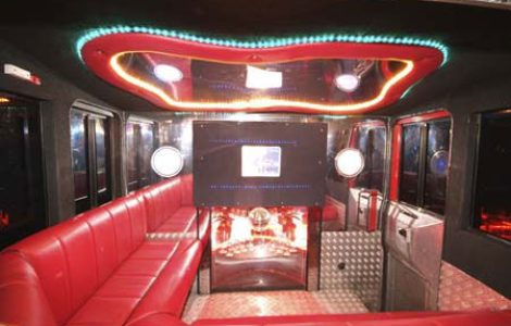 Fire Engine limo hire interior in London