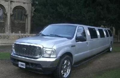 Chauffeur stretch silver Jeep Expedition limo hire in UK